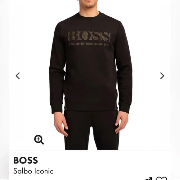 NWT’s Hugo Boss Crewneck Sweatshirt Black/Gold Pixellated Men's Size Small